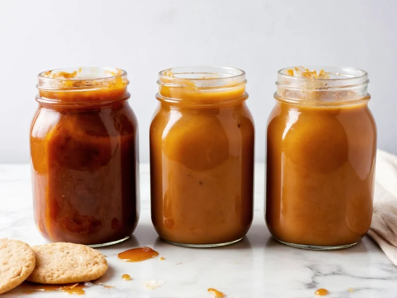Three caramel variations in mason jars