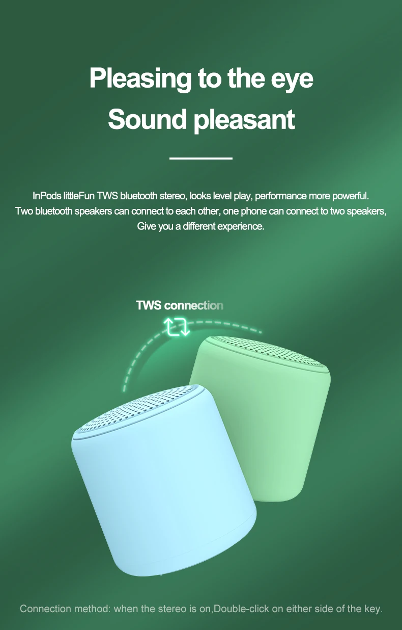 16 Colors Inpods Little Fun Mini Portable Wireless Bluetooth Speaker Stereo Sound System Dual Pairing 5.0 TWS Outdoor Column - ANKUX.COM