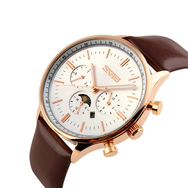 

famous advance mens casual luxury excel custom leather japan movement quartz wrist watch price high quality Skmei 9117