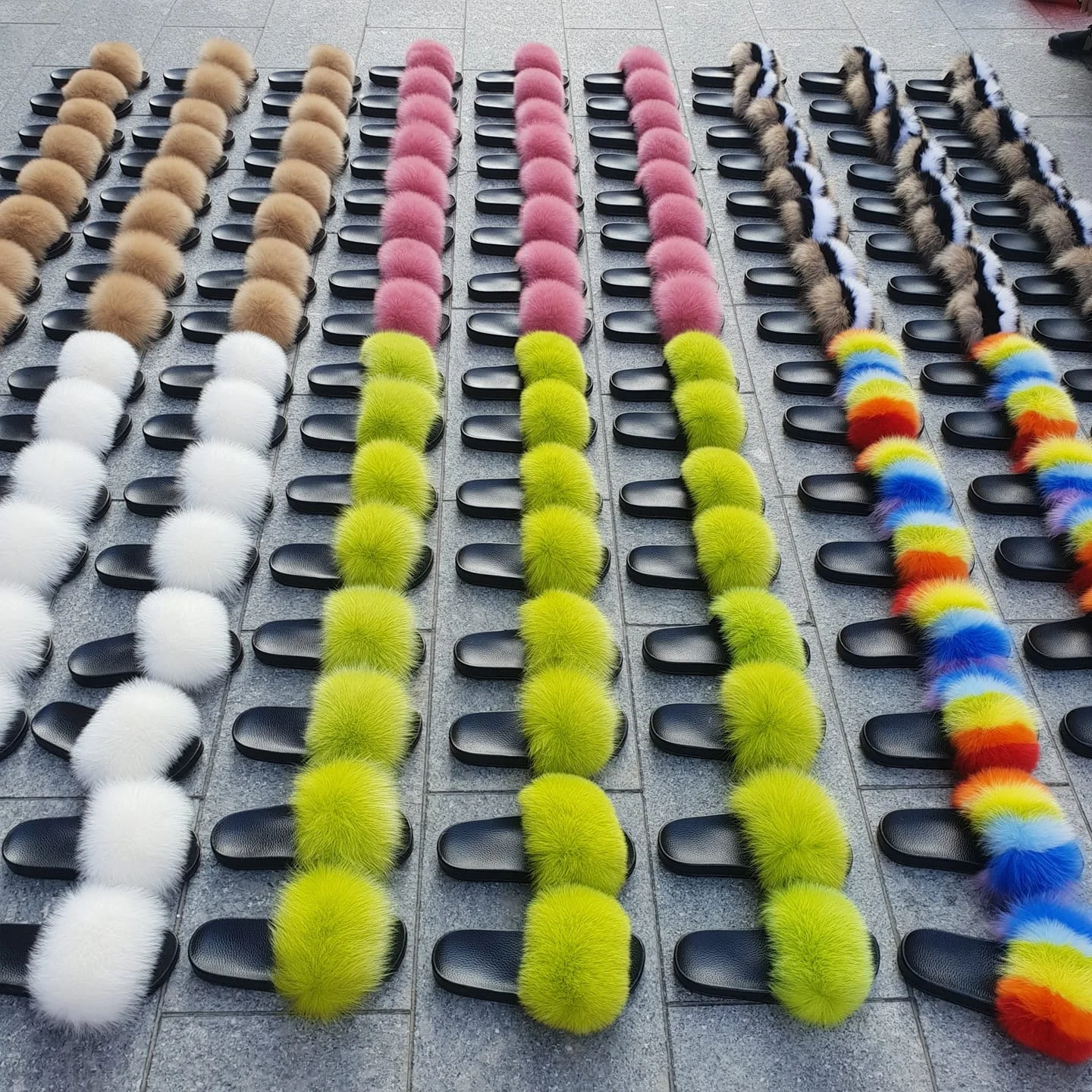 
Fashion real fox hair shoes women slippers 