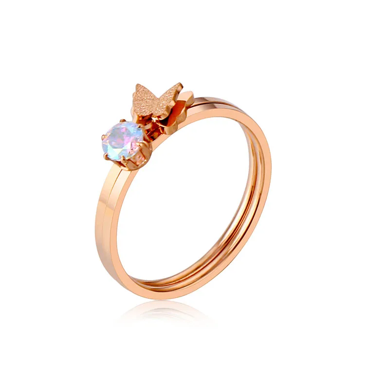 

Factory wholesale 18k gold plated jewelry butterfly ring titanium women wedding rings
