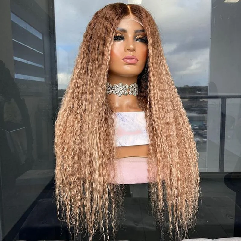 

Remy Brazilian Brown Blonde Ombre Curly13x6 Deep Part Lace Front Wig Human Hair Wigs For Black Women With Baby hair