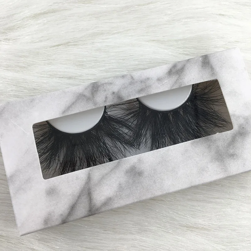 

5D mink lashes 27mm custom marble paper box eyelashes, Black, other colors are accepted