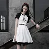 OPQ-387 PUNK RAVE black and white women casual cotton dress