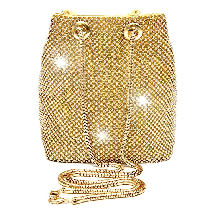 

Luxury Shining Crossbody Shoulder Bag Full Rhinestone Bucket Bling Evening Bag Purse for women Party Wedding Date Night, Customized