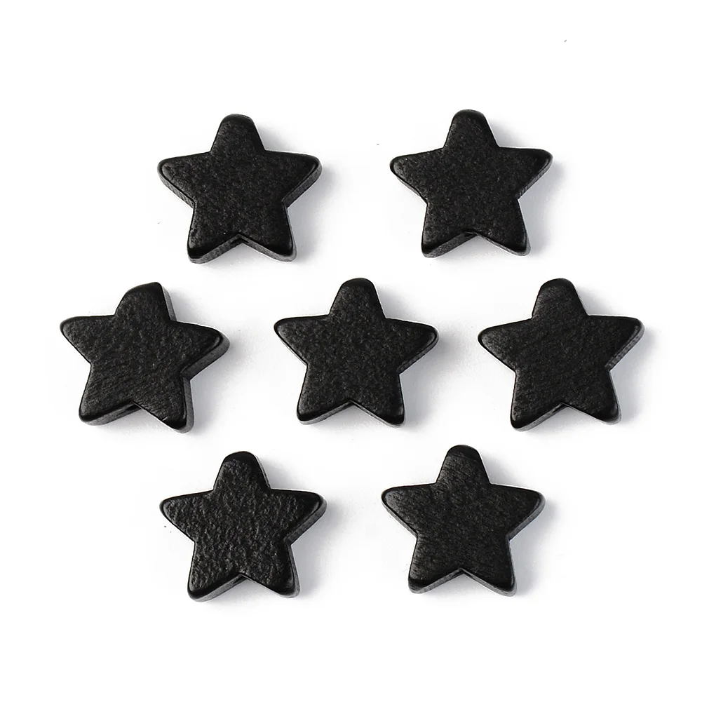 

PandaHall Lead Free Star Black Natural Painted Wood Beads