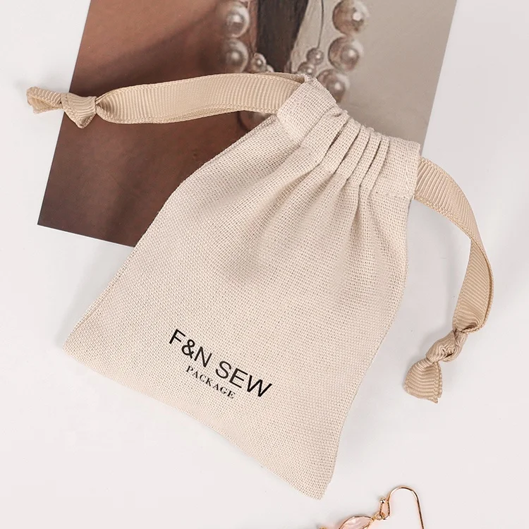 

Small Jewelry Linen Cotton Bags Printed Pouch Jewelry Gift Drawstring Bags Wedding Mini Cotton Muslin Drawstring Pouch, Beige