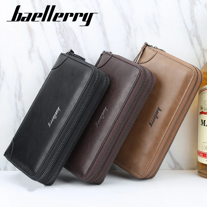 

Wholesale 2021 High Capacity Men Long Style PU Leather Wallet Men Clutch Bag High Quality Hand Bags Zipper Wallet, Black, coffee,brown or customize color