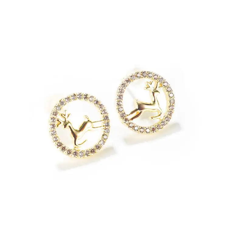 

Run dear round 18k gold plated stainless steel diamond stud earrings for women jewelry 2021