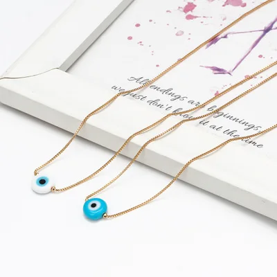 

Creative Best Selling Clavicle Chain Round Turkish Eyes Necklace Gold Plated Blue Evil Eyes Pendant Necklace