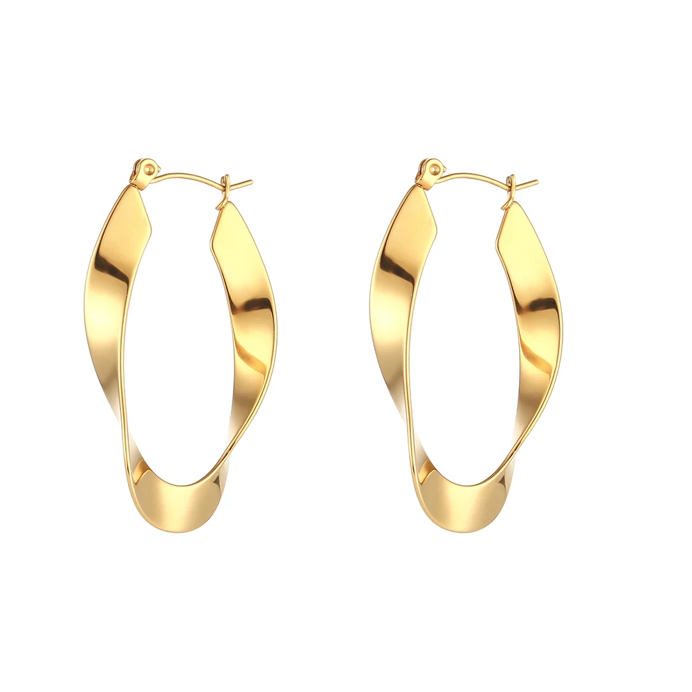 

Asymmetric Wave Shape Geometric jewelry earrings Stainless Steel 18k Gold Earring
