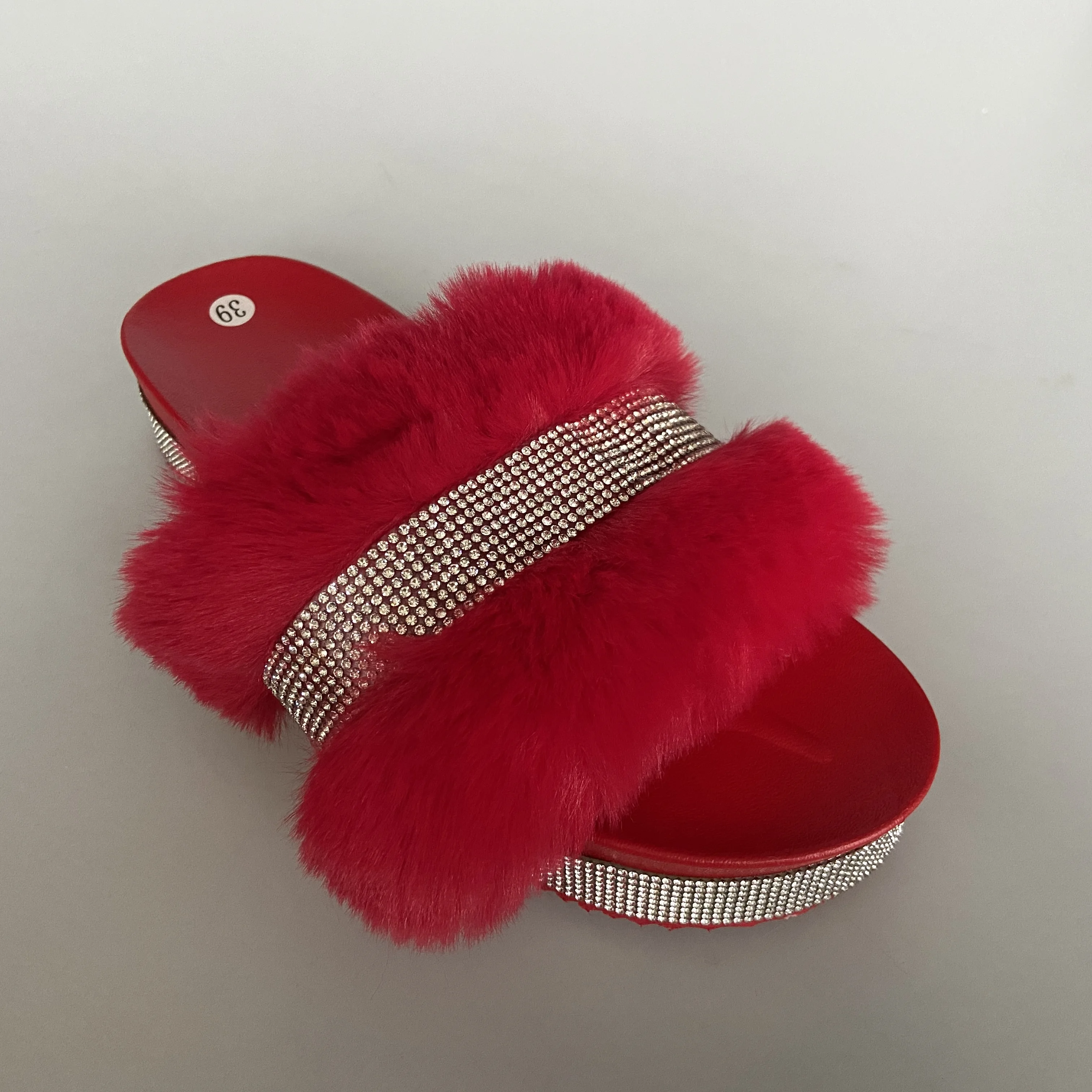 

PDEP 2021 new style flat bottom slippers women chunky plus size platforms heel sandal for women outdoor sandals with fur, As picture