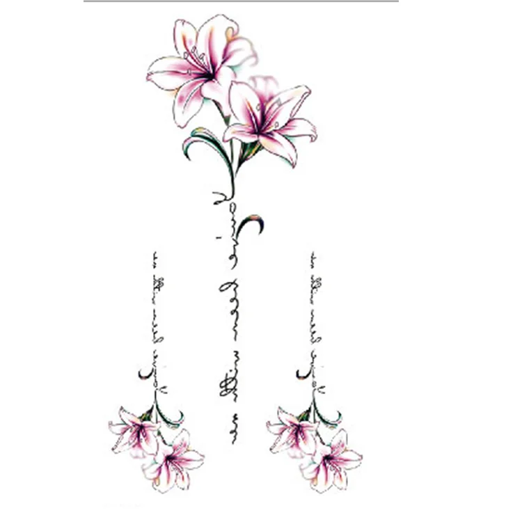 

Hot sale lily flower pattern body art arm tattoo sticker temporary, Cmyk