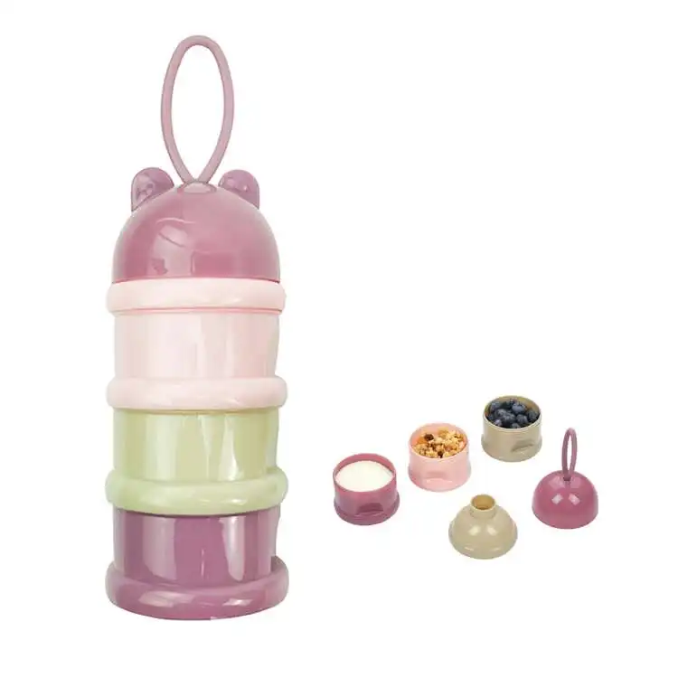 
Hot Sale Portable Plastic Baby Milk Bottle Three-layers Food Container Powder Dispenser With Handle 