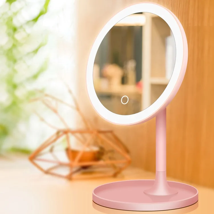 

high quantity stepless brightness adjustment white pink for lady led makeup mirror, White/pink/customized