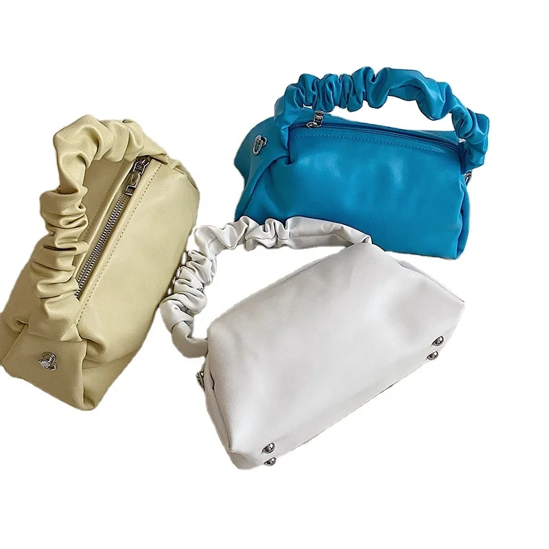 

2022 Popular Casual Ladies Cloud Bag Pleated Shoulder Bag Women Leather Hand Bags