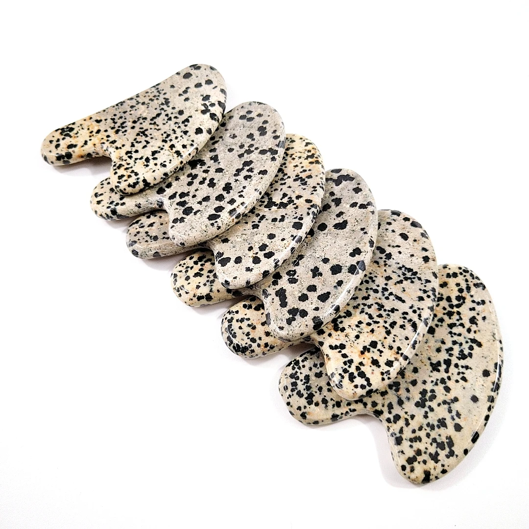 

Competitive Price Skin Natural Stone Natural Stone heart dalmatian Jasper Massage Facial Natural gua sha