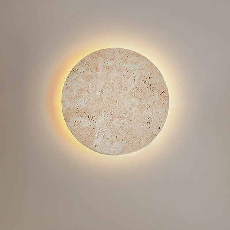 Natural Yellow Stone Led Sconce Nordic Wabi Sabi Home Travertine Decor Light Living Room Bedside Corridor Marble Wall Lamp