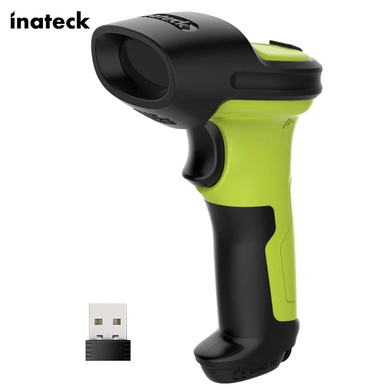 

Inateck Omnidirection Laser Barcode Scanner Handheld 1D Laser 2.4G Wireless OCR Bar Code Reader Scanner USB Type, Black+green