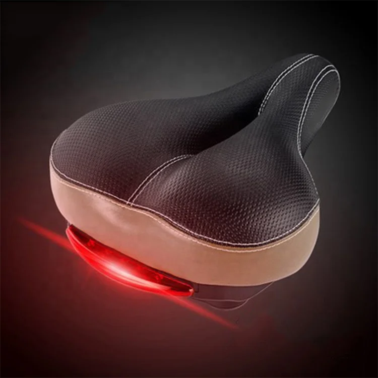 

Comfortable Bike Seat - DAWAY C66 Foam Padded Leather Bicycle Saddle Cushion with Taillight,Waterproof,Soft,Breathable, Black and red,as your request