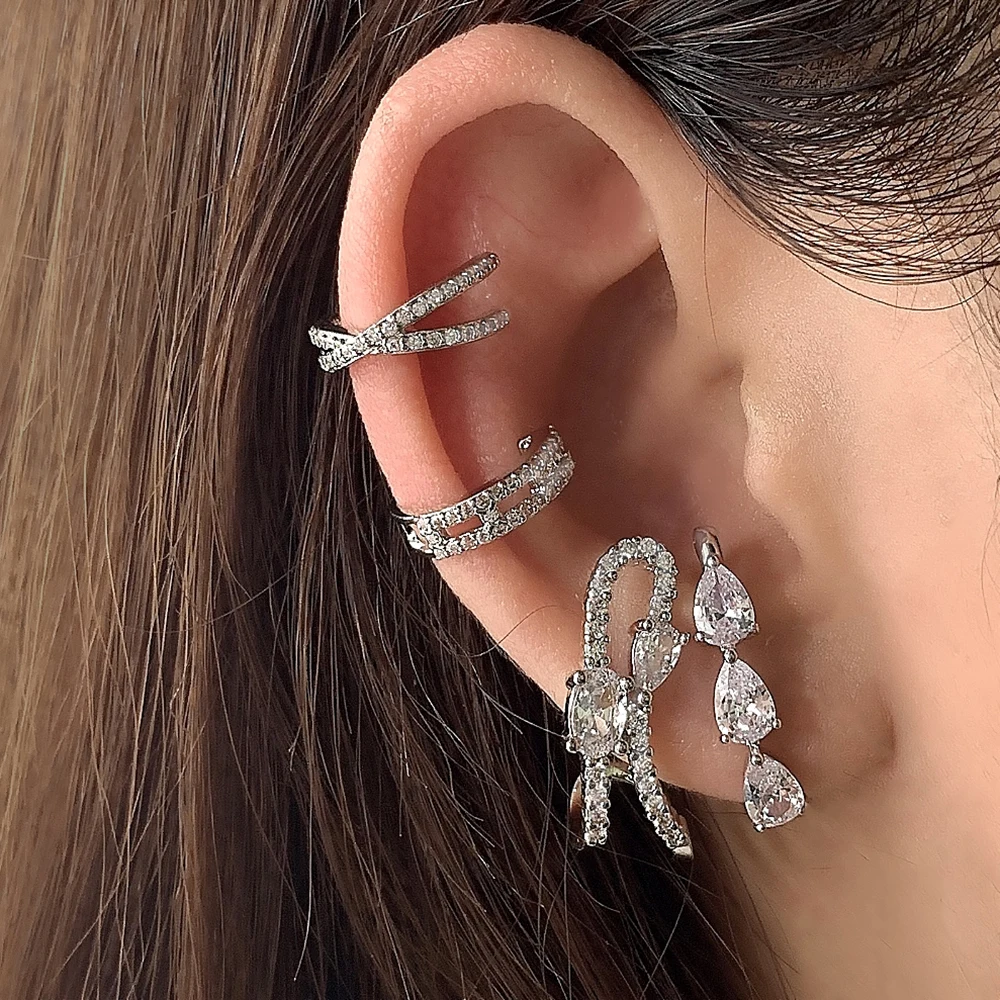 

cubic zirconia earrings non percing ear cuff women