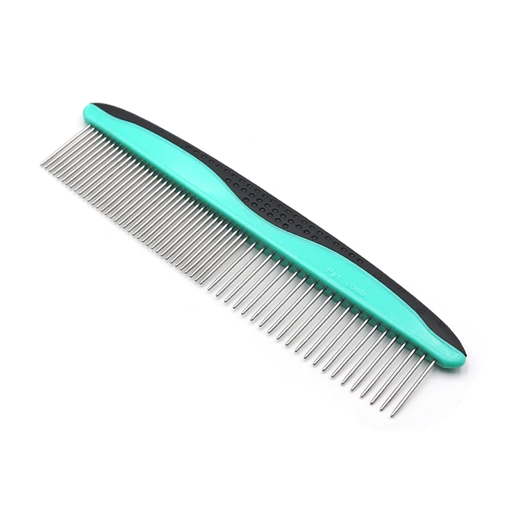 

Wholesale Pet Hair Comb comb Steel needle made of stainless steel sparse dense double teeth, Blue/fruit green/black/yellow/sky blue