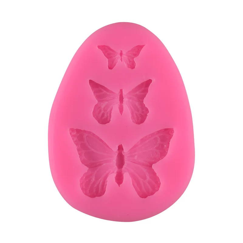 

3 in 1 butterfly fondant silicone mold ultra-light clay chocolate mold cake decorating rim mold baking tools, As picture