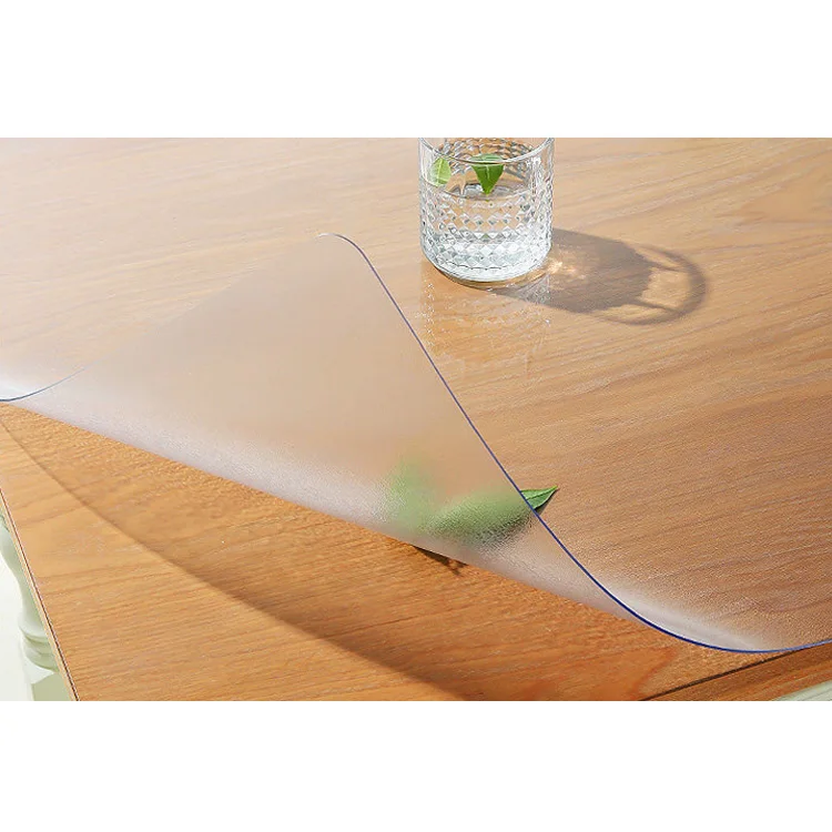 Rectangle Pvc Clear Soft Glass Design 2.0mm Waterproof Oil Proof Household Eco-friendly Flat Tablecloth Table Cover