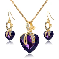 

Fashion Crystal Heart Shape Crystal Wedding Jewelry Set For Women