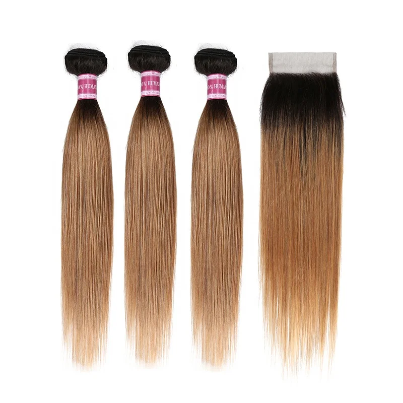 

27# blond Wholesale Price Ombre Color 1b 27 Peruvian Straight human Hair In China
