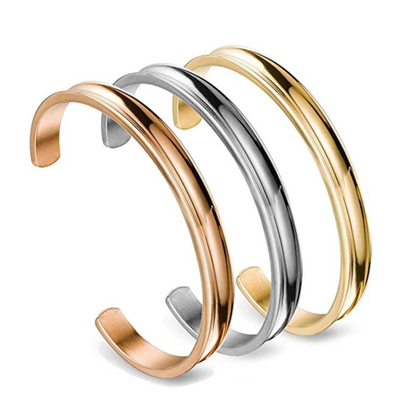 

Wholesale High Quality Metal Jewelry C Shaped Open Blank Stainless Steel Cuff Bracelet Bangle For Women, Silver,gold,rose gold