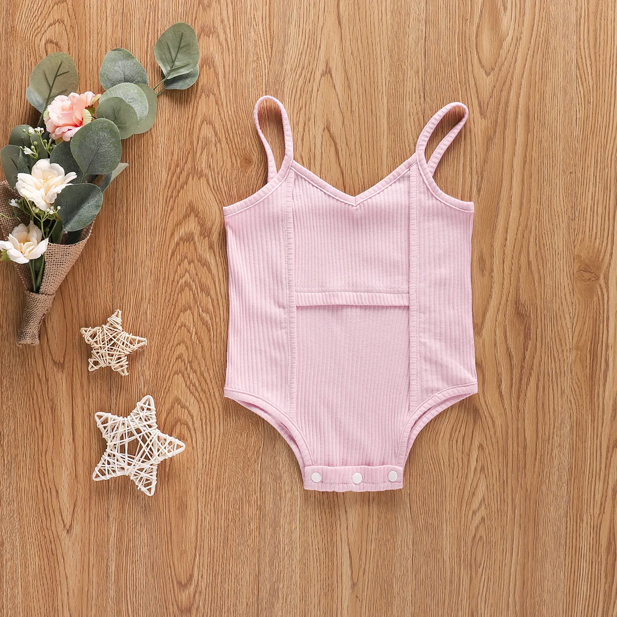 

Boys Casual Triangle Romper Jumpsuit Sleeveless Suspender Solid Color Baby Crawling Suit, Picture shows