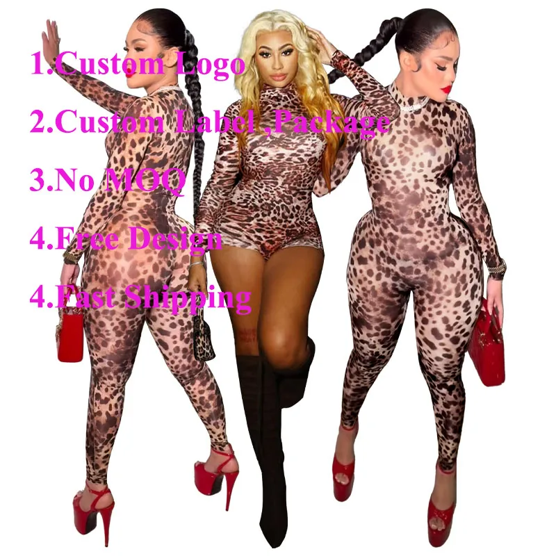 Leopard Print Jumpsuit Zipper Detail