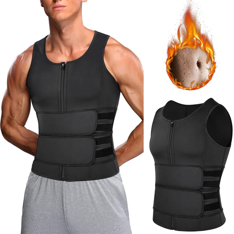 

Custom Waist Trainer Corset Vest for Men Weight Loss Sweat Vest Double Tummy Control Trimmer Belts Neoprene Workout Body Shaper