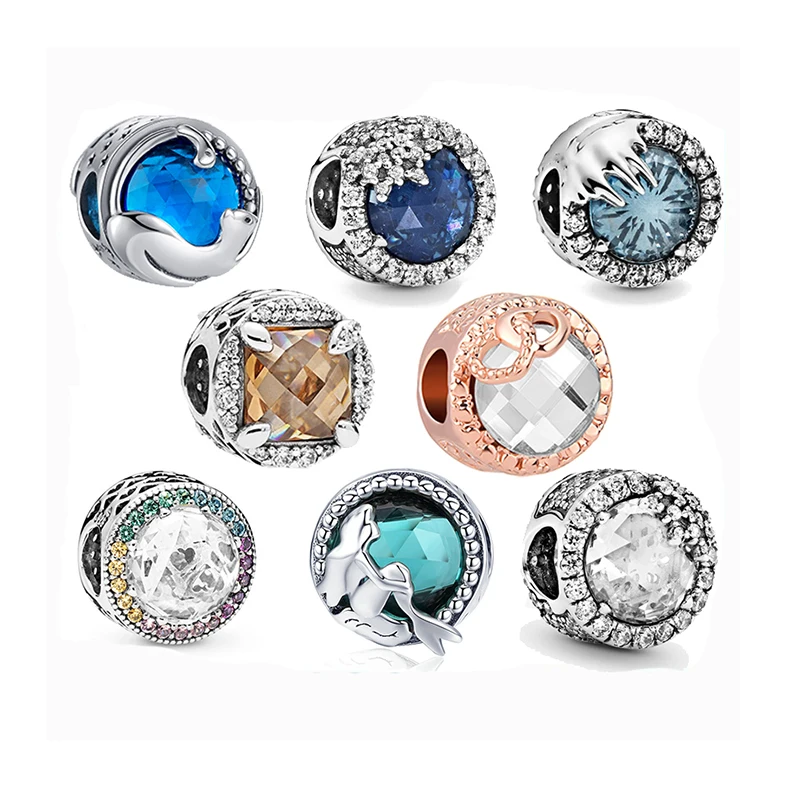 

New Original 100% 925 Sterling Silver Beads 20 Colors Sparkling Charm Fit Original Pandora Bracelet Women Jewelry Making Gift