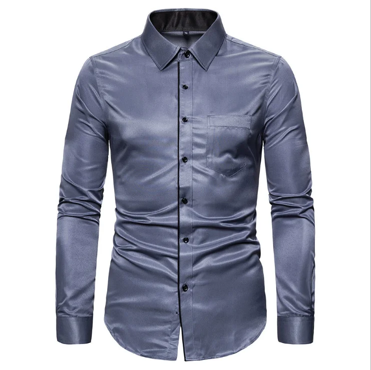 

Men Camisa Masculina 2021 Autumn New Solid Color Mens Button Down Dress Shirts Formal Business Casual Shirt