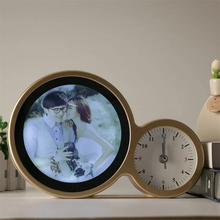

New Mother'S Day Father'S Day Christmas Gifts Creative Love Photo Frame Led Lights Blank USB Sublimation Magic Mirror With Clock