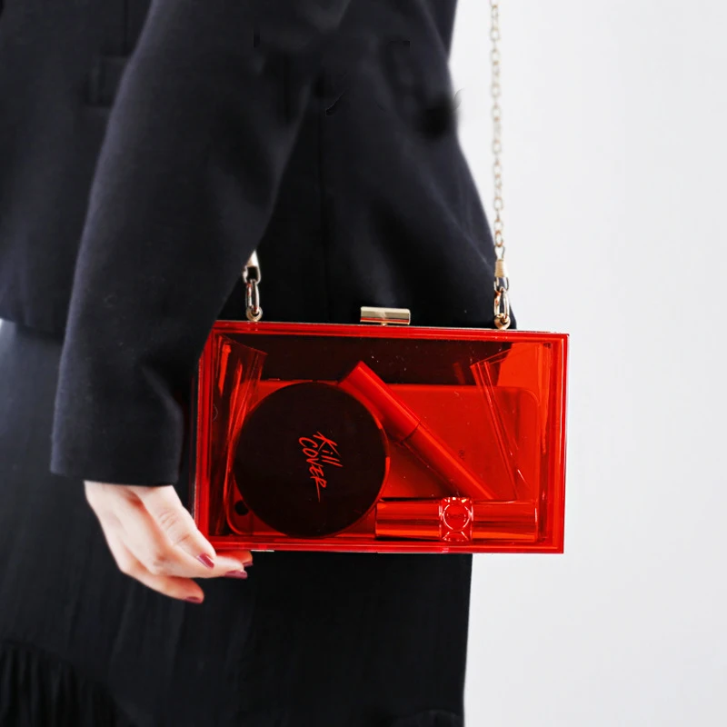 Acrylic Box Bag (Red) | Kash Queen