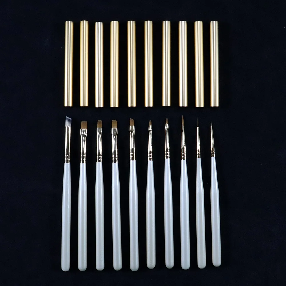 

10PCS Hot Selling Polish Tool Set Phototherapy Halo Dye Fine Nail Art Brush Nail brush with wooden handle