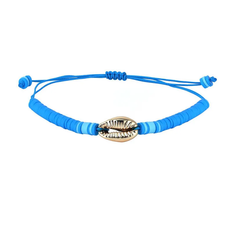 

Cross border popular Hawaiian style shell material shell shaped bracelet simple women friendship bracelets, White, blue, pink