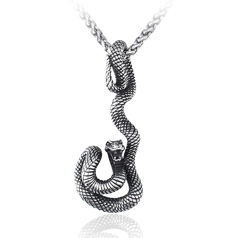 

SSLHP135P steel soldier long snake dance pendant necklace 316 stainless steel animal trendy charm jewelry snake pendant