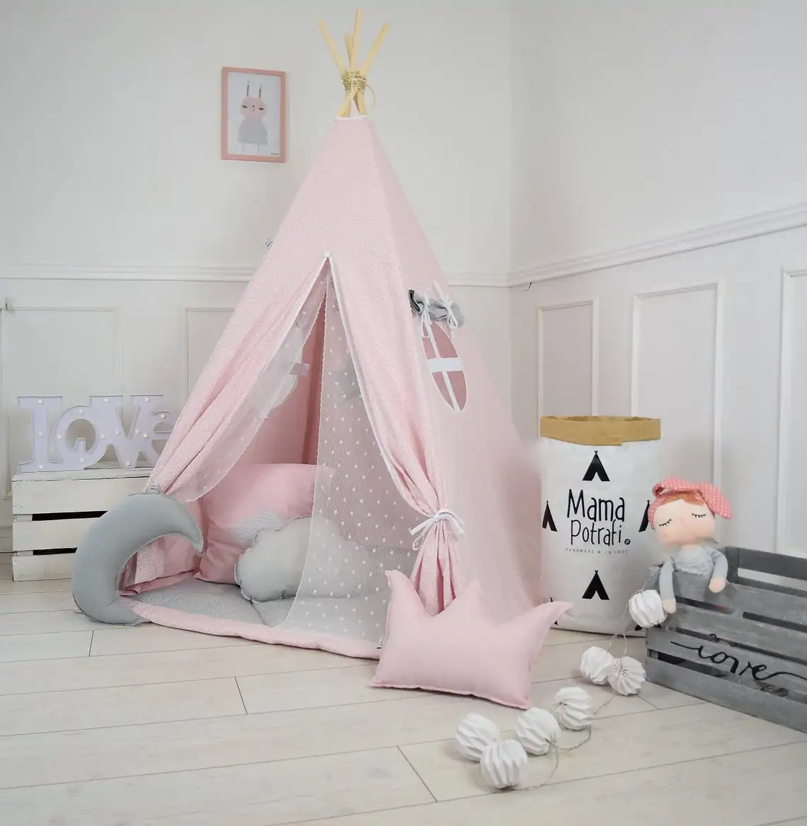 Kid Event Cute Teepee Cotton Tent Lace Polyester Tepees Boys Tee Pee