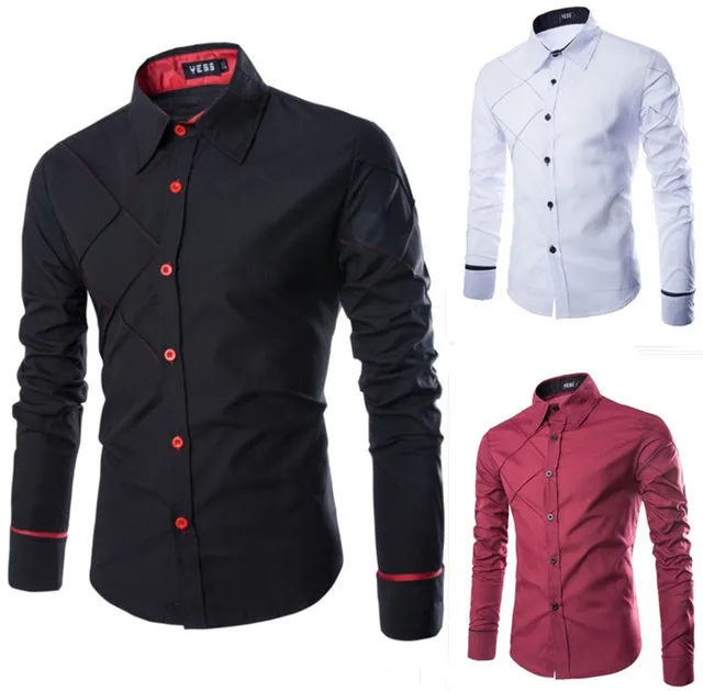 

New men's long-sleeved shirt, casual lattice design shirt, Custom color