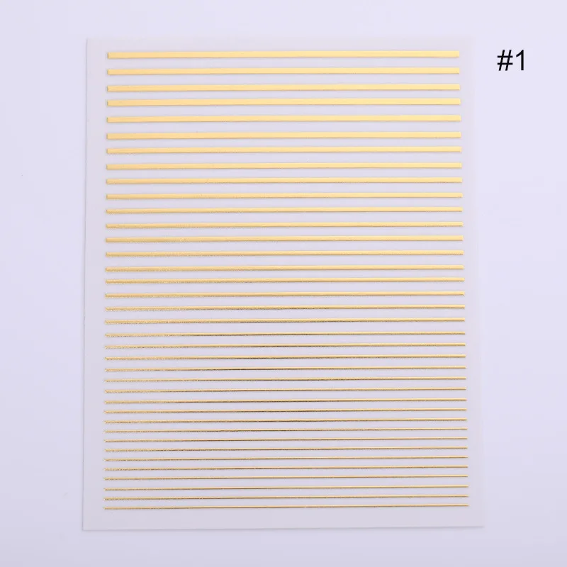 

Aokitec Gold Silver black white Stripe Tape Line Nail Glitter decals 3D Nail Art designs Adhesive Sticker, As picture