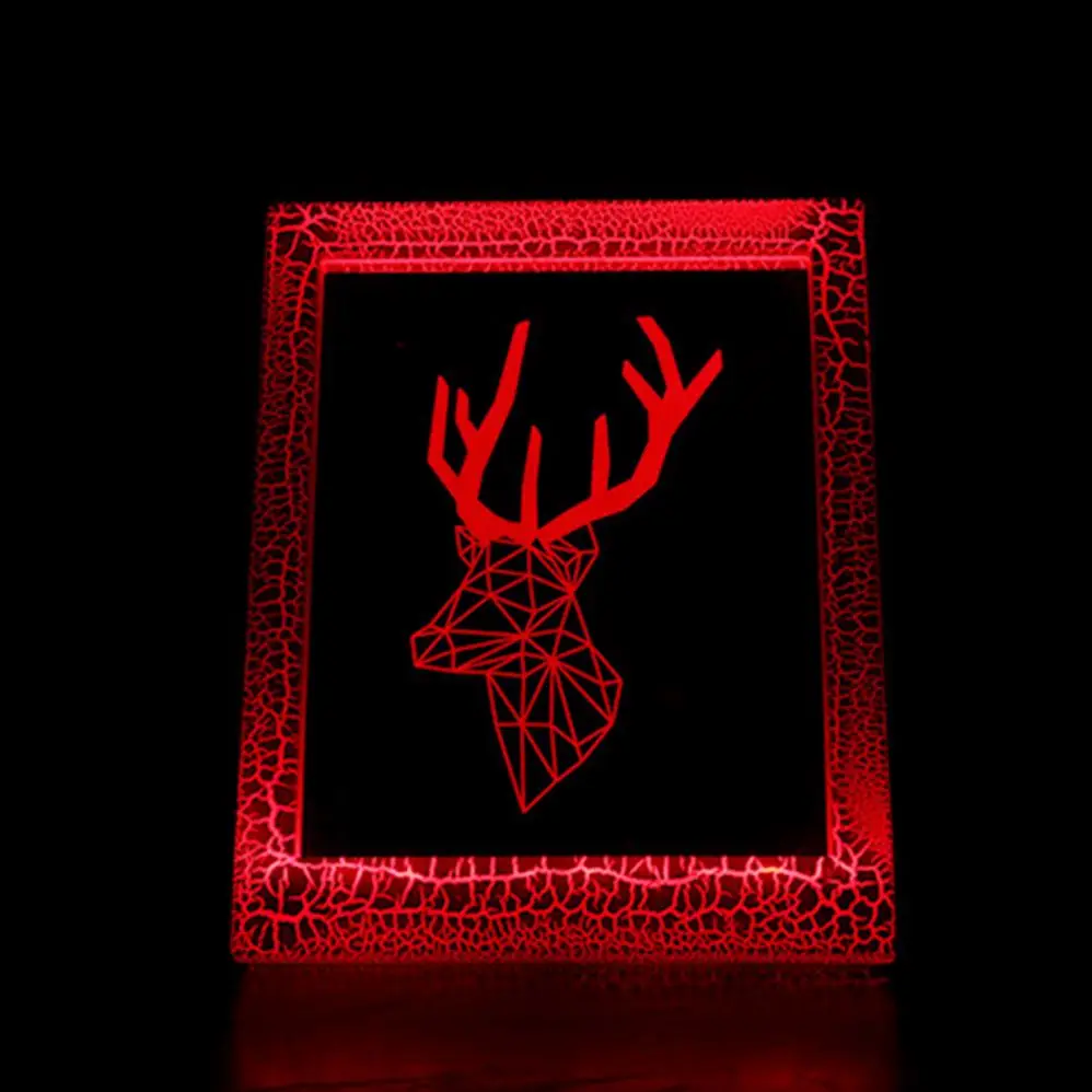 Bright 3D 7 Colors Changing Christmas Decoration Usb Rechargeable Cartoon Led Night Light For Bedroom