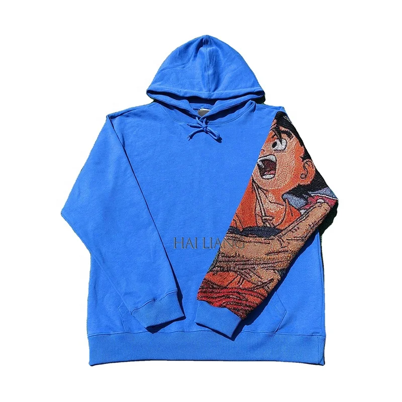 

Men's Hoodies Sweatshirts Tapestry Jumper Oversized Heavy Woven Hooded Hoodie Full Face Zip Anime Hoodie With Patch Work