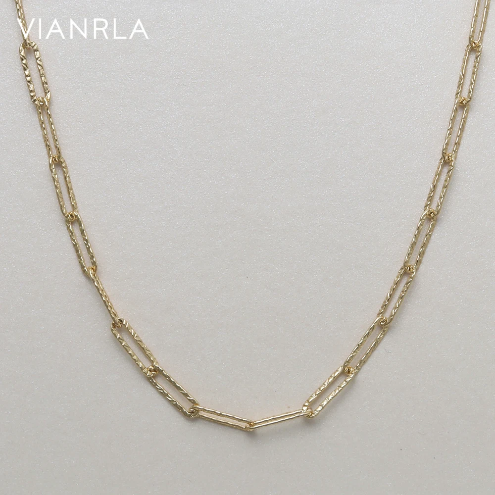 

VIANRLA 925 sterling silver paperclip chain 18k gold necklace