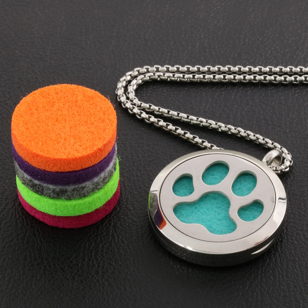 

Dog paw shape necklace jewelry findings aroma oil diffuser 2021jewelry factory wholesale gifts for girlfriends, Steel color
