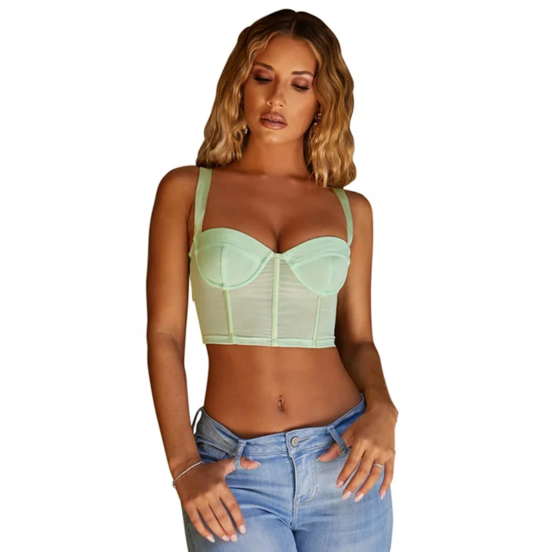 

Wholesale Fashion Bustier Crop Top For Women Black Green, Green, yellow, black