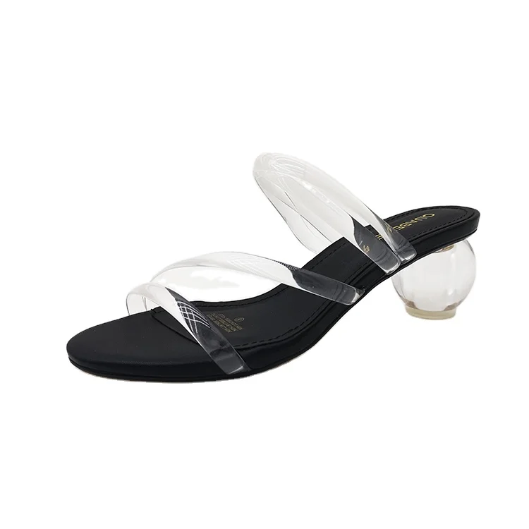 

Direct Manufacturers Designer Pvc Round Low Heel Design Summer Sandals